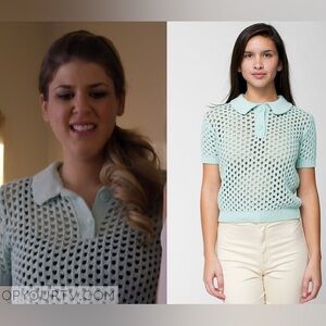 Amer­i­can Ap­par­el Open Knit Crotchet Ten­nis Shirt Size Small